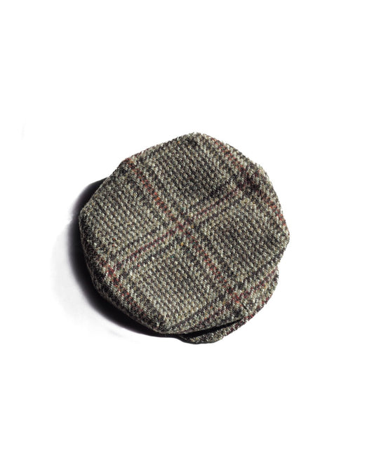 CYCLIST CAP - HARRIS TWEED - GLENN CHECK BROWN