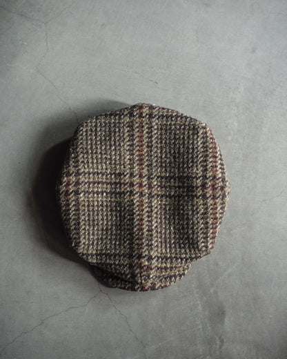 CYCLIST CAP - HARRIS TWEED - GLENN CHECK BROWN
