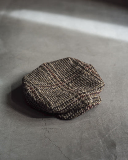 CYCLIST CAP - HARRIS TWEED - GLENN CHECK BROWN