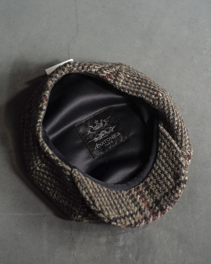 CYCLIST CAP - HARRIS TWEED - GLENN CHECK BROWN