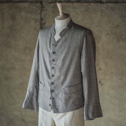 DOLMAN - COTTON × WOOL × SILK - GREY HOUND'S TOOTH