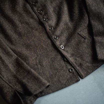 DOLMAN - SHETLAND TWEED HERRINGBONE - CHOCOLATE