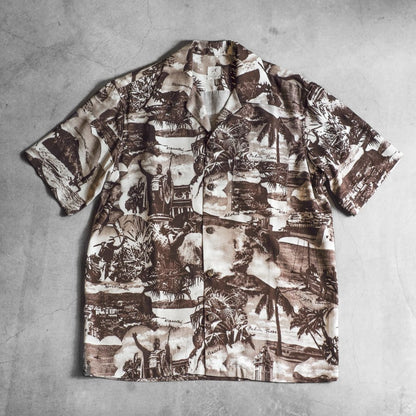 HAWAIIAN SHIRT ALOHA TOWER - RAYON - BROWN