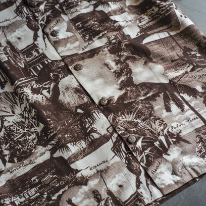 HAWAIIAN SHIRT ALOHA TOWER - RAYON - BROWN