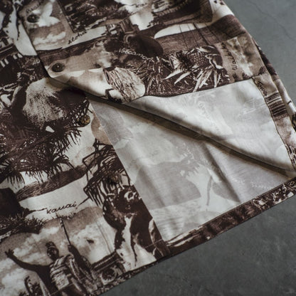 HAWAIIAN SHIRT ALOHA TOWER - RAYON - BROWN