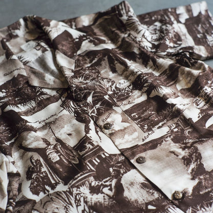 HAWAIIAN SHIRT ALOHA TOWER - RAYON - BROWN