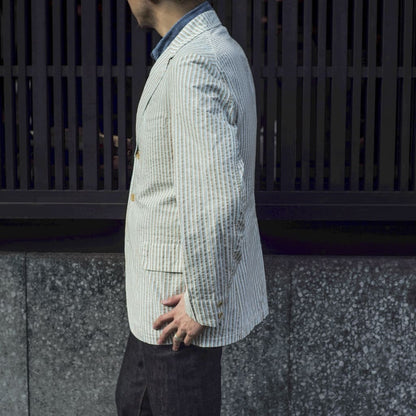 HOBEREAU - SEERSUCKER - GOLD × TURQUOISE × WHITE