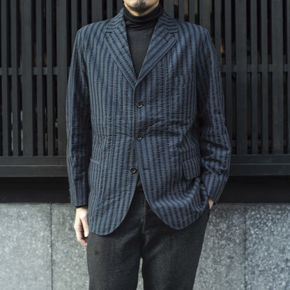 HOBEREAU - WIDE SEERSUCKER - GREEN × BLACK