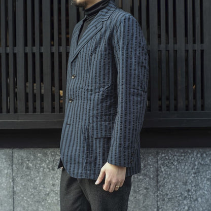 HOBEREAU - WIDE SEERSUCKER - GREEN × BLACK