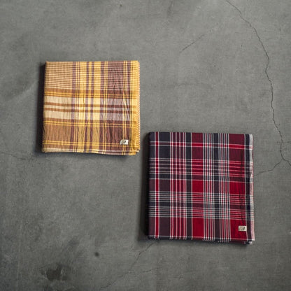 FARMERS SCARF - INDIAN MADRAS - RED ＆ MUSTARD