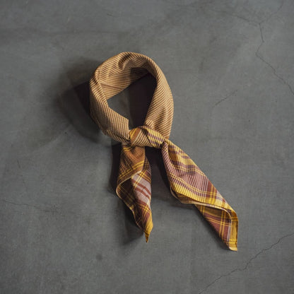 FARMERS SCARF - INDIAN MADRAS - RED ＆ MUSTARD
