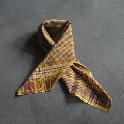 FARMERS SCARF - INDIAN MADRAS - RED ＆ MUSTARD