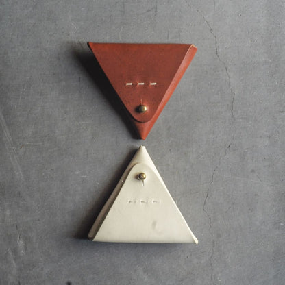 LEATHER CHANGE PURSE - DEAD STOCK LEATHER - ORANGE BROWN & WHITE