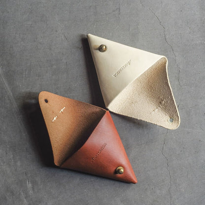 LEATHER CHANGE PURSE - DEAD STOCK LEATHER - ORANGE BROWN & WHITE