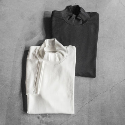 MOCK NECK TEE S/S - GROSGRAIN - WHITE & BLACK