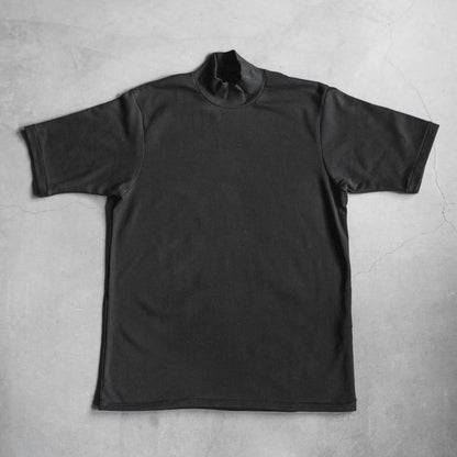 MOCK NECK TEE S/S - GROSGRAIN - WHITE & BLACK
