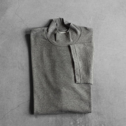 MOCK NECK TEE S/S - GROSGRAIN - GREY MICRO STRIPES