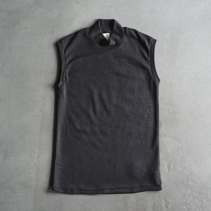 MOCK NECK TEE SLEEVELESS - GROSGRAIN - WHITE & BLACK