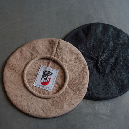 PAMPLONA GAUCHO BERET ARCH ex - COTTON - BLACK & BEIGE