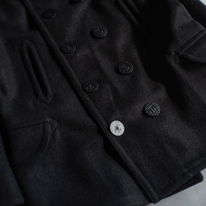 PEA COAT - FRENCH WOOL - BLACK