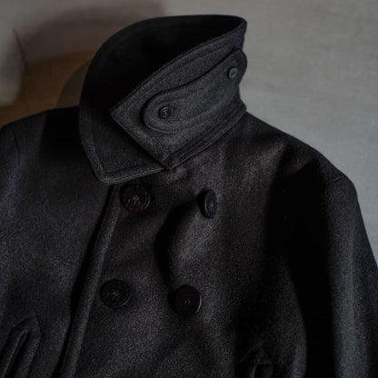 PEA COAT - FRENCH WOOL - BLACK
