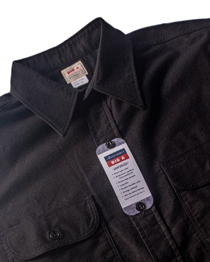 BIG A PETER SHIRT - COTTON CHAMOIS - BLACK