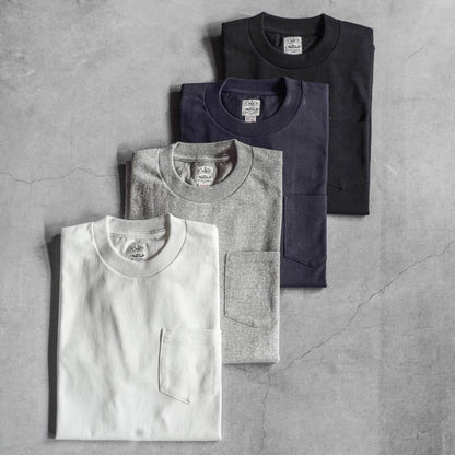 POCKET TEE - USA COTTON - WHITE & BLACK & GREY