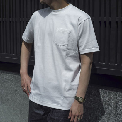 POCKET TEE - USA COTTON - WHITE & BLACK & GREY