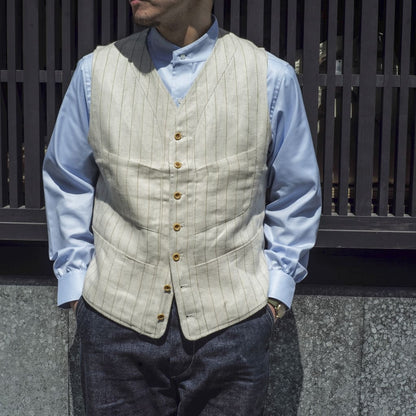 SAGAN - IRISH LINEN - BEIGE TENNIS STRIPE