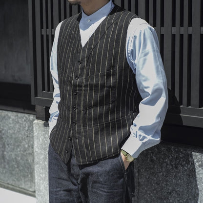 SAGAN - IRISH LINEN - BLACK TENNIS STRIPE