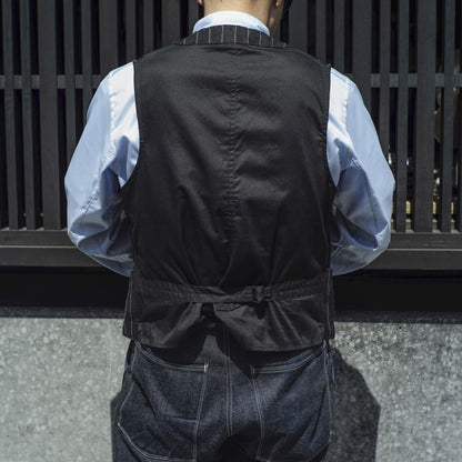 SAGAN - IRISH LINEN - BLACK TENNIS STRIPE