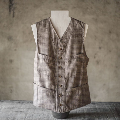 SAGAN - LINEN × WOOL × CASHMERE - CAMEL MULTI CHECK
