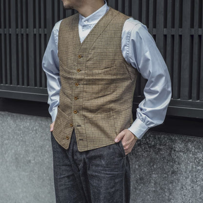 SAGAN - LINEN × WOOL × CASHMERE - CAMEL MULTI CHECK