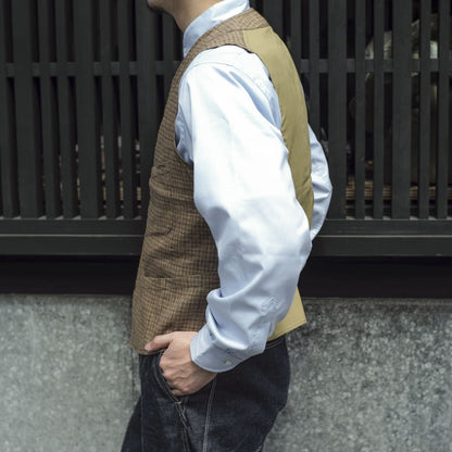 SAGAN - LINEN × WOOL × CASHMERE - CAMEL MULTI CHECK