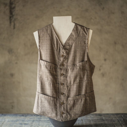 SAGAN - LINEN × WOOL × CASHMERE - CAMEL MULTI CHECK