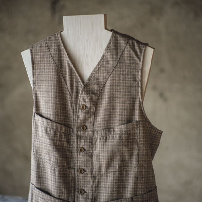 SAGAN - LINEN × WOOL × CASHMERE - CAMEL MULTI CHECK