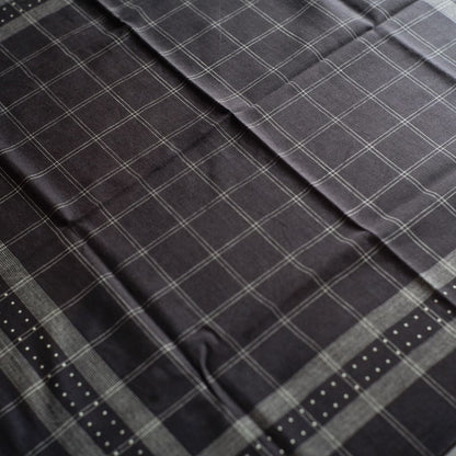 DOT SATIN SCARF - COTTON - NAVY & BROWN