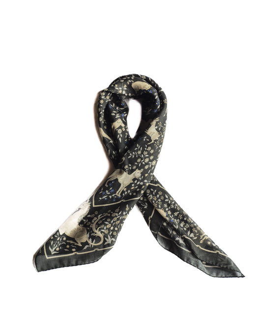 UNICORN SCARF - WOOL × SILK - BLACK