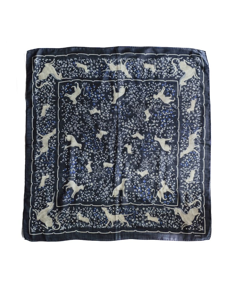 UNICORN SCARF - WOOL × SILK - NAVY