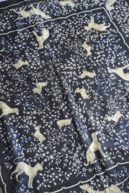 UNICORN SCARF - WOOL × SILK - NAVY