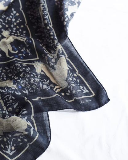 UNICORN SCARF - WOOL × SILK - NAVY