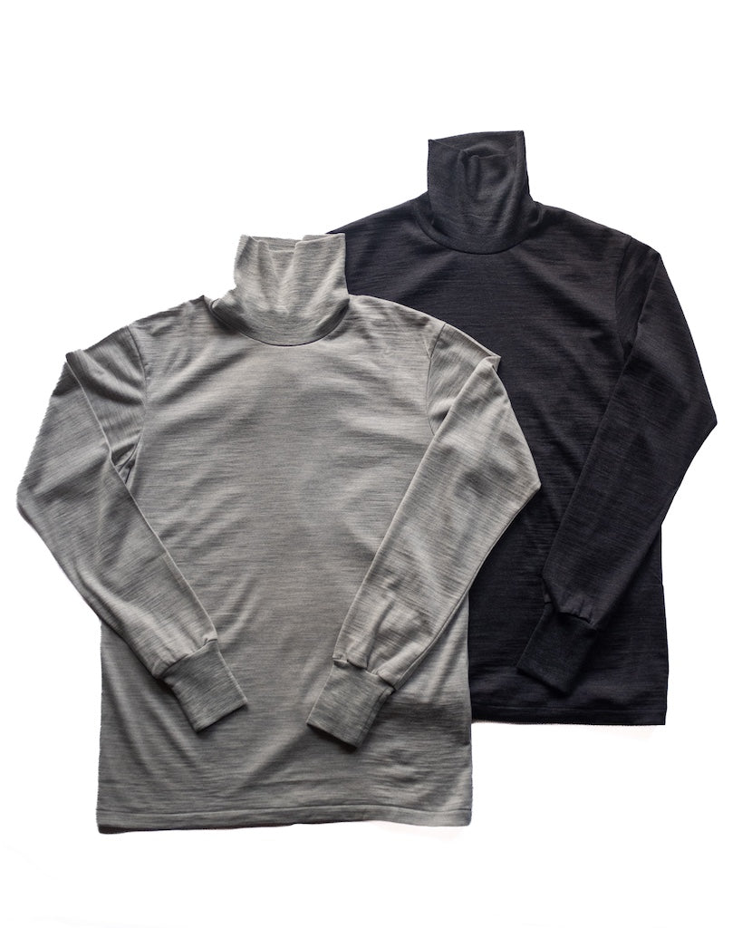 SFM TURTLE NECK TEE - MERINO WOOL - CHARCOAL & GREY