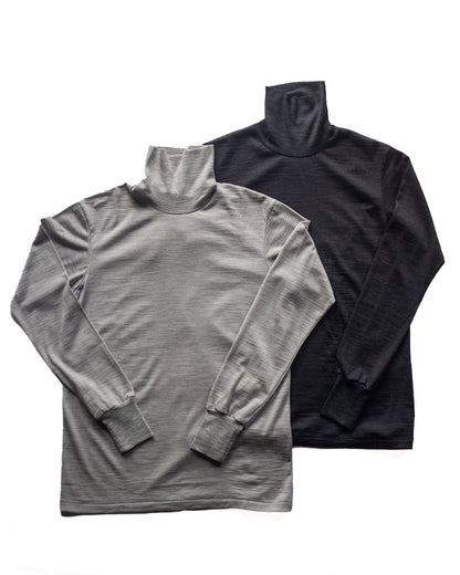 SFM TURTLE NECK TEE - MERINO WOOL - CHARCOAL & GREY