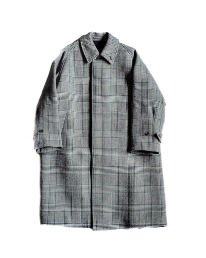 SINGLE RAGLAN COAT Ⅳ - SADDLE TWEED - NAVY PLAID