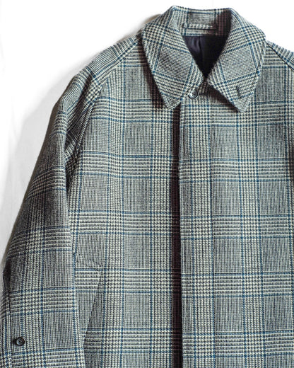 SINGLE RAGLAN COAT Ⅳ - SADDLE TWEED - NAVY PLAID