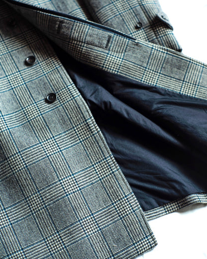 SINGLE RAGLAN COAT Ⅳ - SADDLE TWEED - NAVY PLAID
