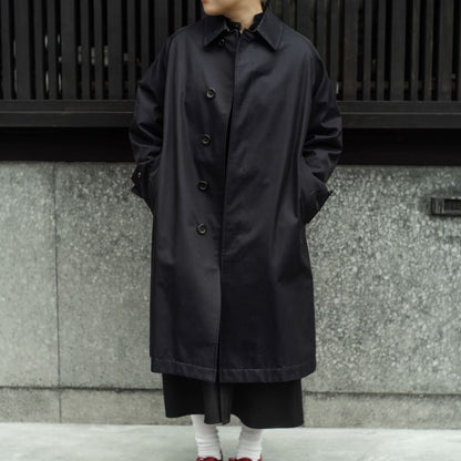 SINGLE RAGLAN COAT Ⅰ for LADIES- COTTON GABARDINE - NAVY