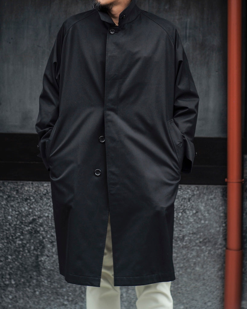 SINGLE RAGLAN COAT Ⅰ - COTTON GABARDINE - BLACK
