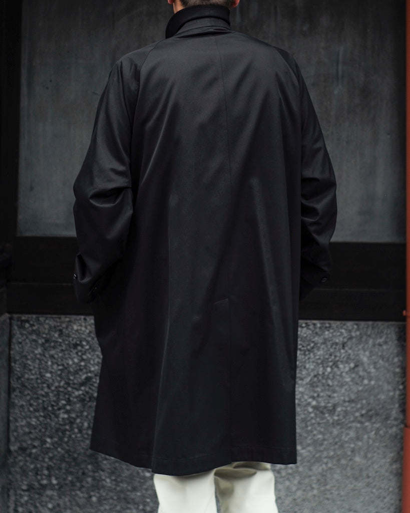 SINGLE RAGLAN COAT Ⅰ - COTTON GABARDINE - BLACK
