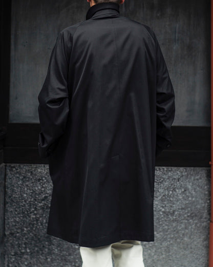 SINGLE RAGLAN COAT Ⅰ - COTTON GABARDINE - BLACK
